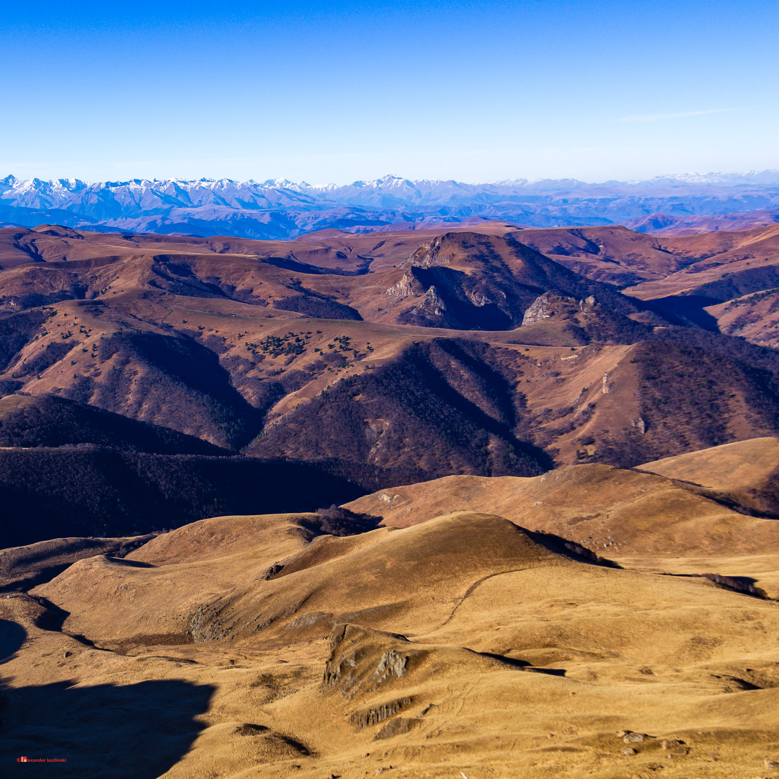 View of the Caucasus Range from the Bermamyt Plateau
