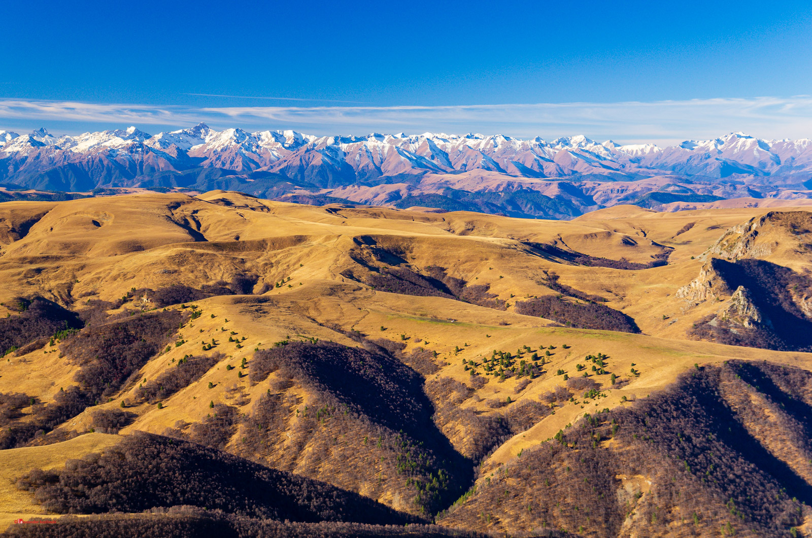 View of the Main Caucasus Range from the Bermamyt Plateau