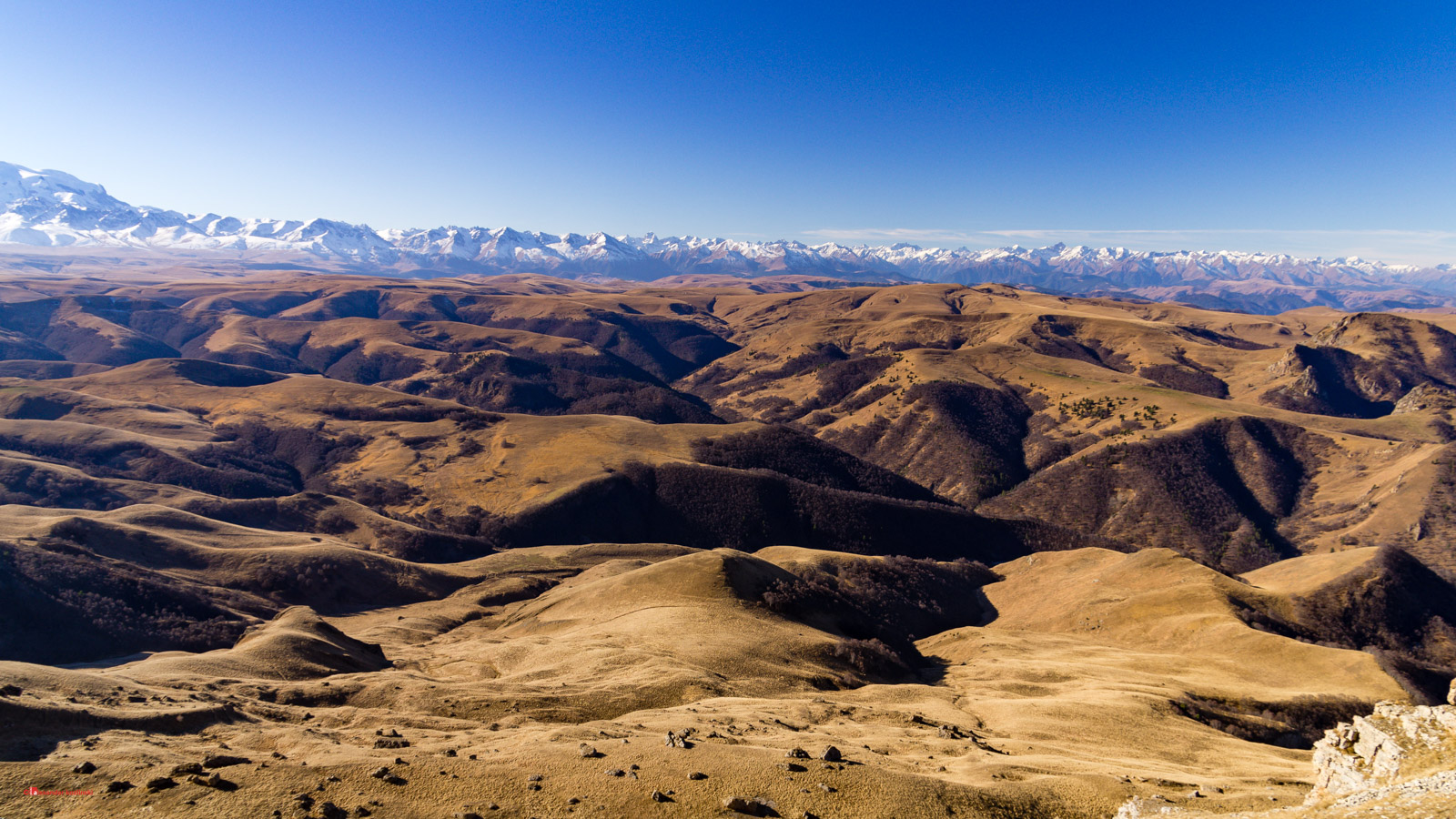 View of the Main Caucasus Range from the Bermamyt Plateau