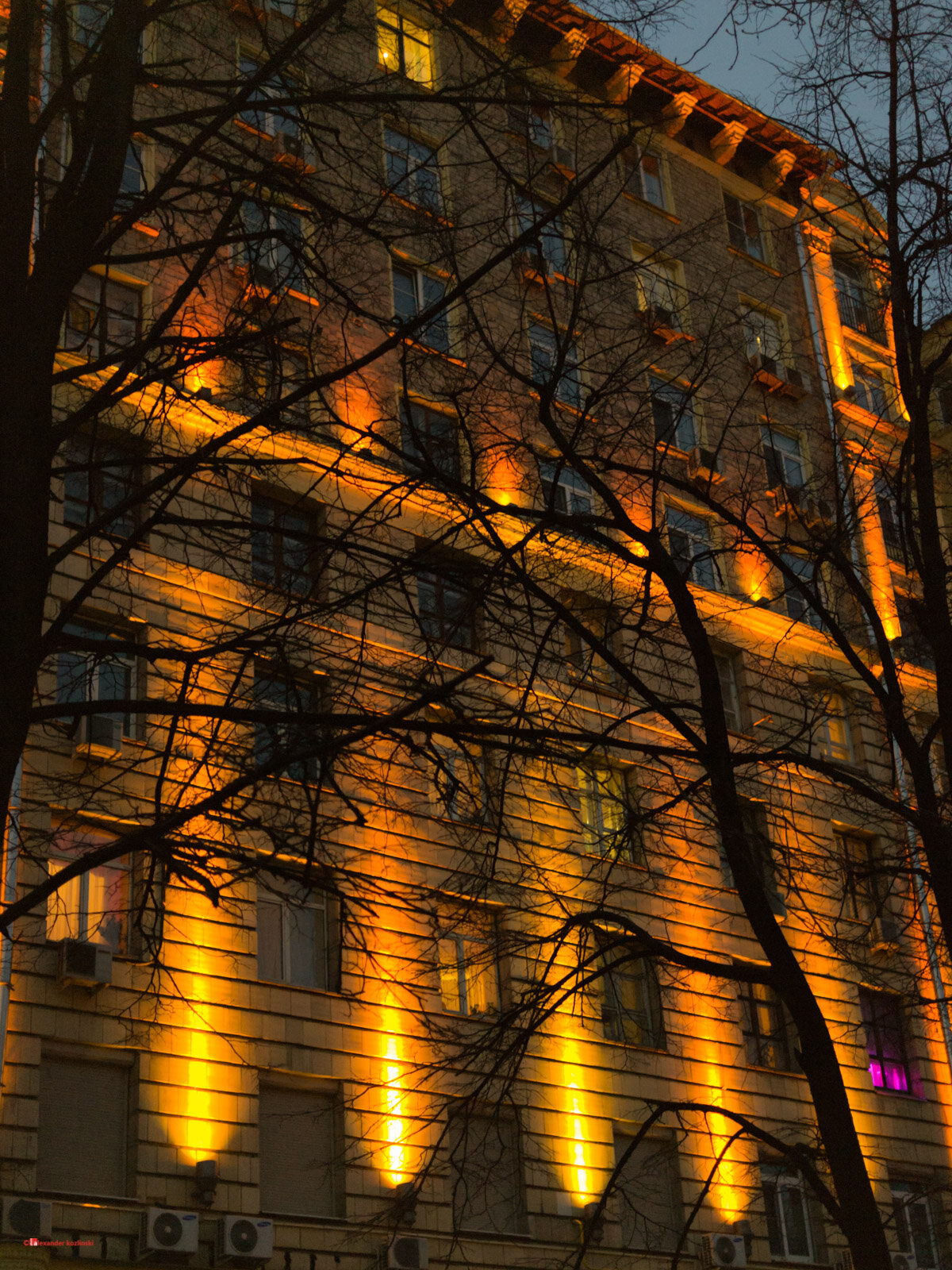 Illumination of buildings in Moscow